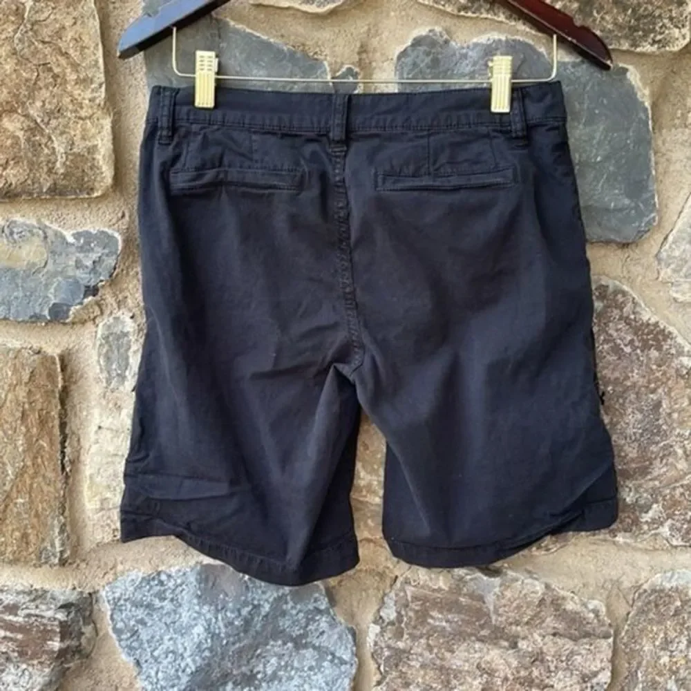Tory Burch Convertible Roll Tab Chino Shorts in Black Size 26